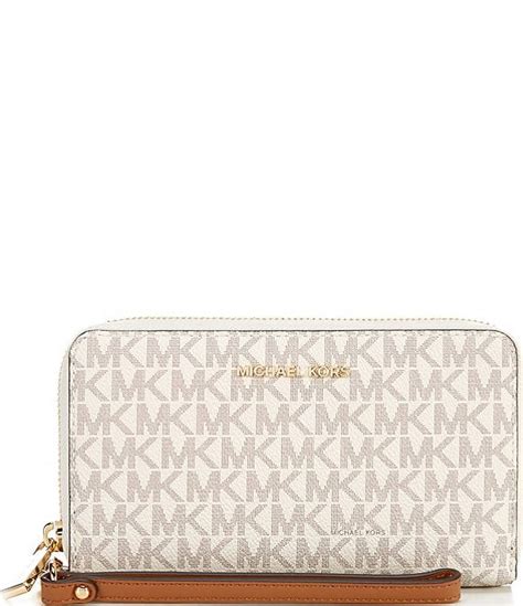 Michael Kors Signature Logo Jet Set Large Gold Tone Flat 